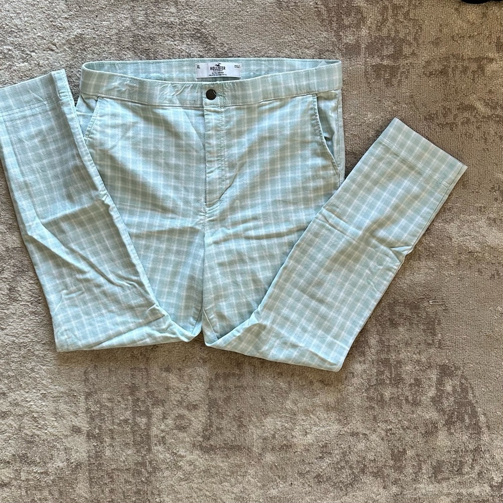 Hollister Plaid Mint Green Pants